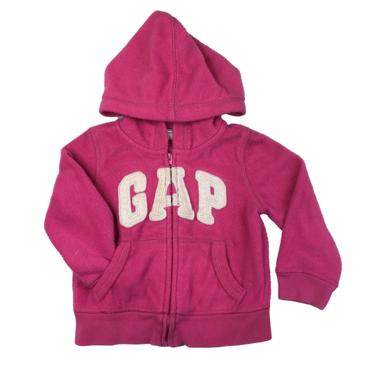 Baby Gap Pink Fleece Hooded Zip-Up Sweater 12-18M