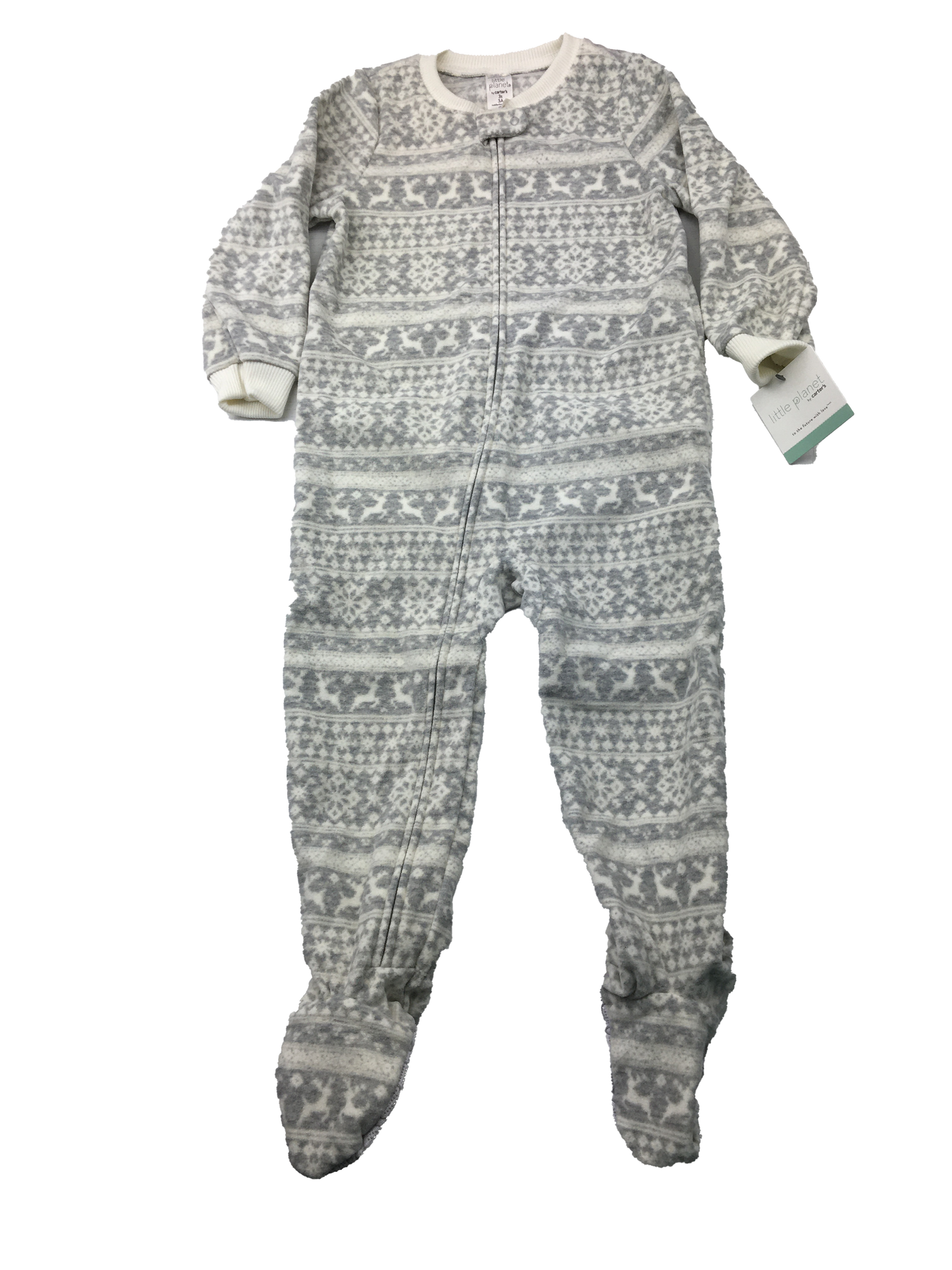 Little Planet Grey Fleece Footed Sleeper 3T