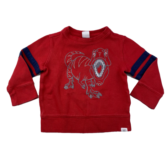 Gap Red Pull Over Sweater with Dinosaur 18-24M