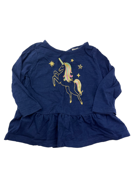 OshKosh Navy Long Sleeve with Unicorn 9-12M