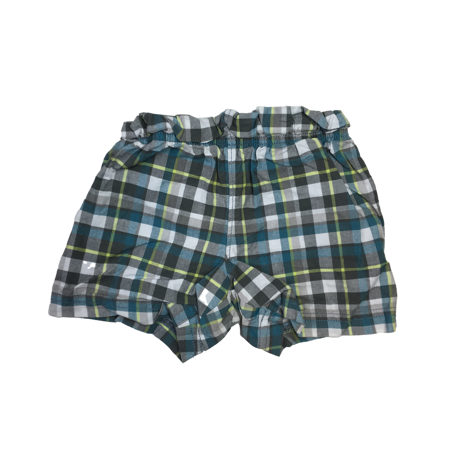 Carter's Blue, Grey & Yellow Plaid Pull-On Shorts 6-9M