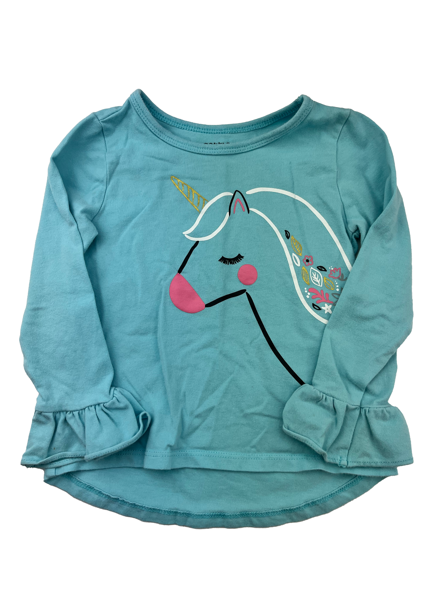 Pekkle Turquoise Long Sleeve Shirt with Unicorn 24M