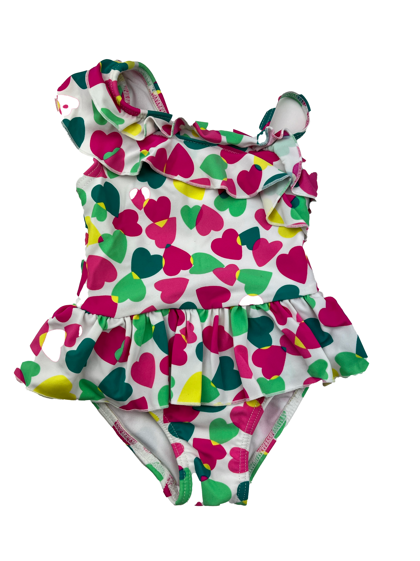 Joe Fresh White Swimsuit with Coloured Hearts 6-12M