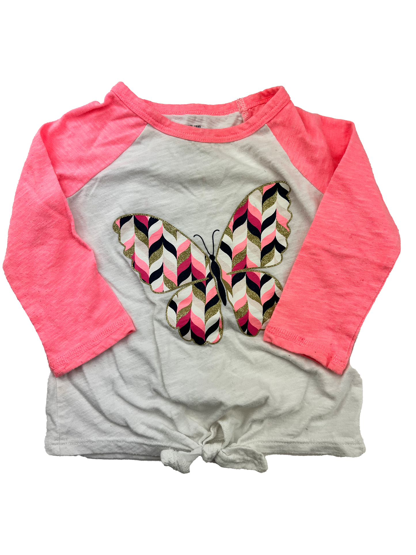 OshKosh White & Pink Long Sleeve with Butterfly 9-12M