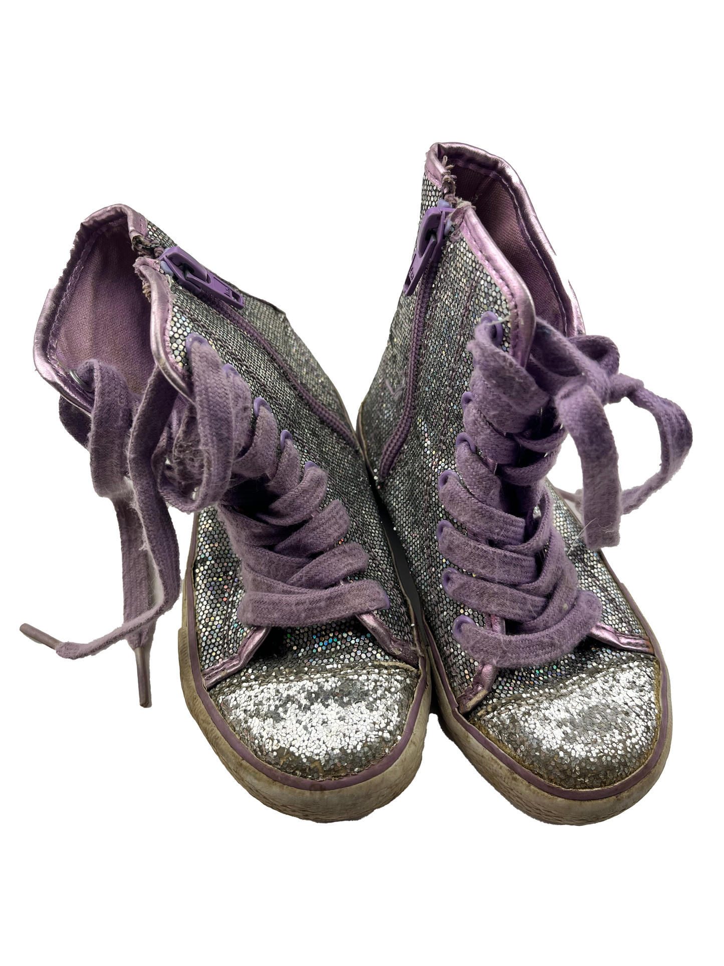 Purple Sparkle High Top Running Shoes 9