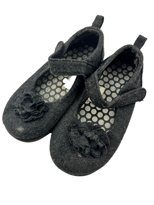 Charcoal Ballet Flat with Flower 9