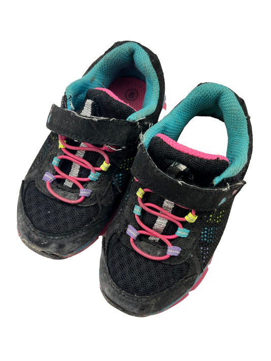 Athletic Works Black Running Shoes with Pink Laces 6