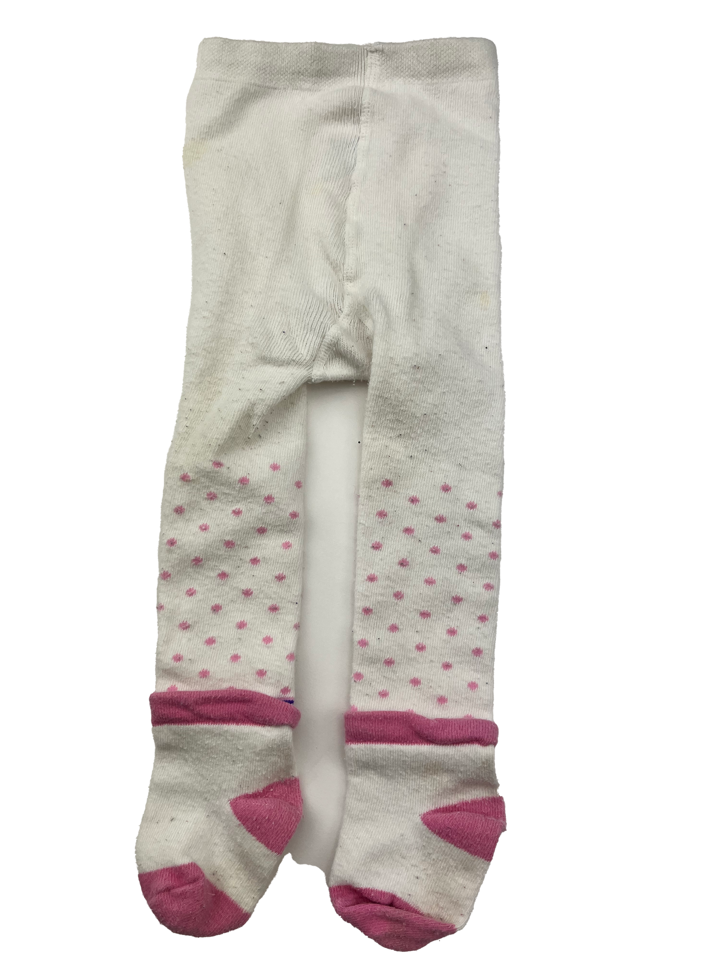 White Tights with Pink Polka Dots 0-9M