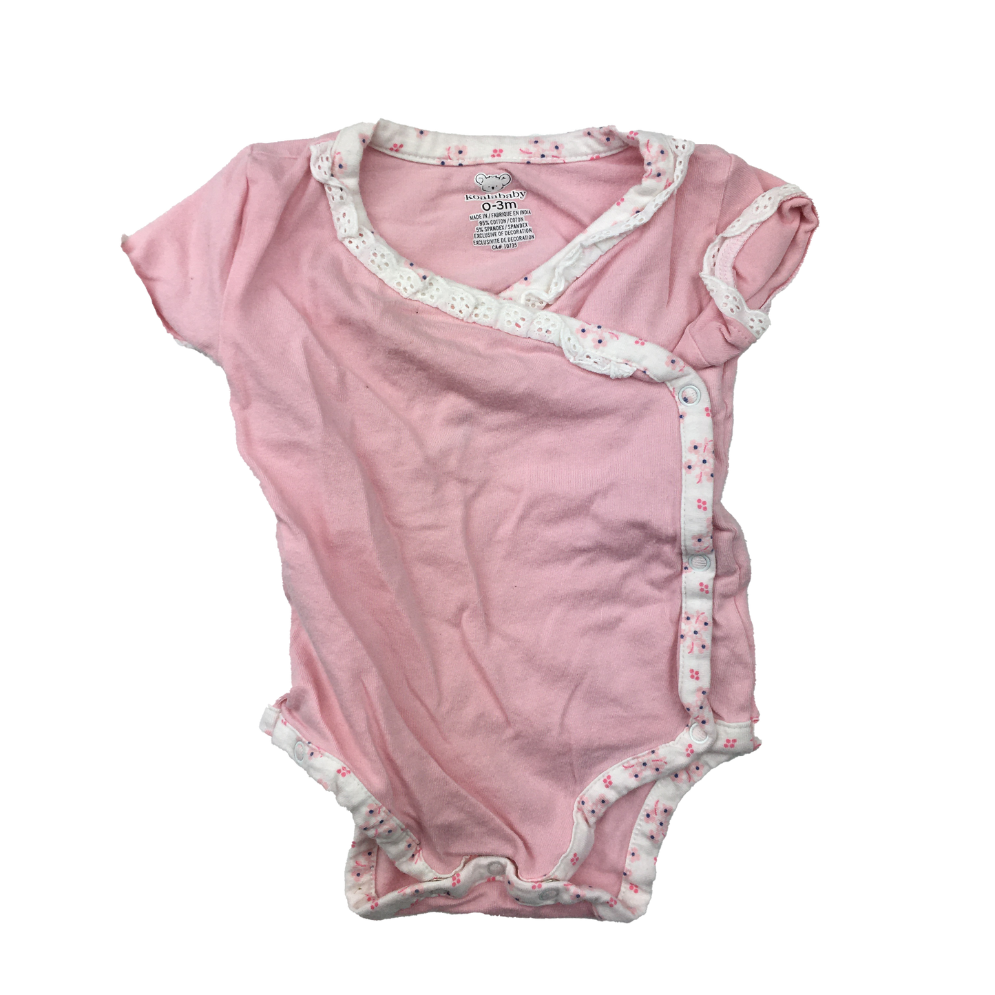 Koala Baby Pink with White Floral Trim 0-3M
