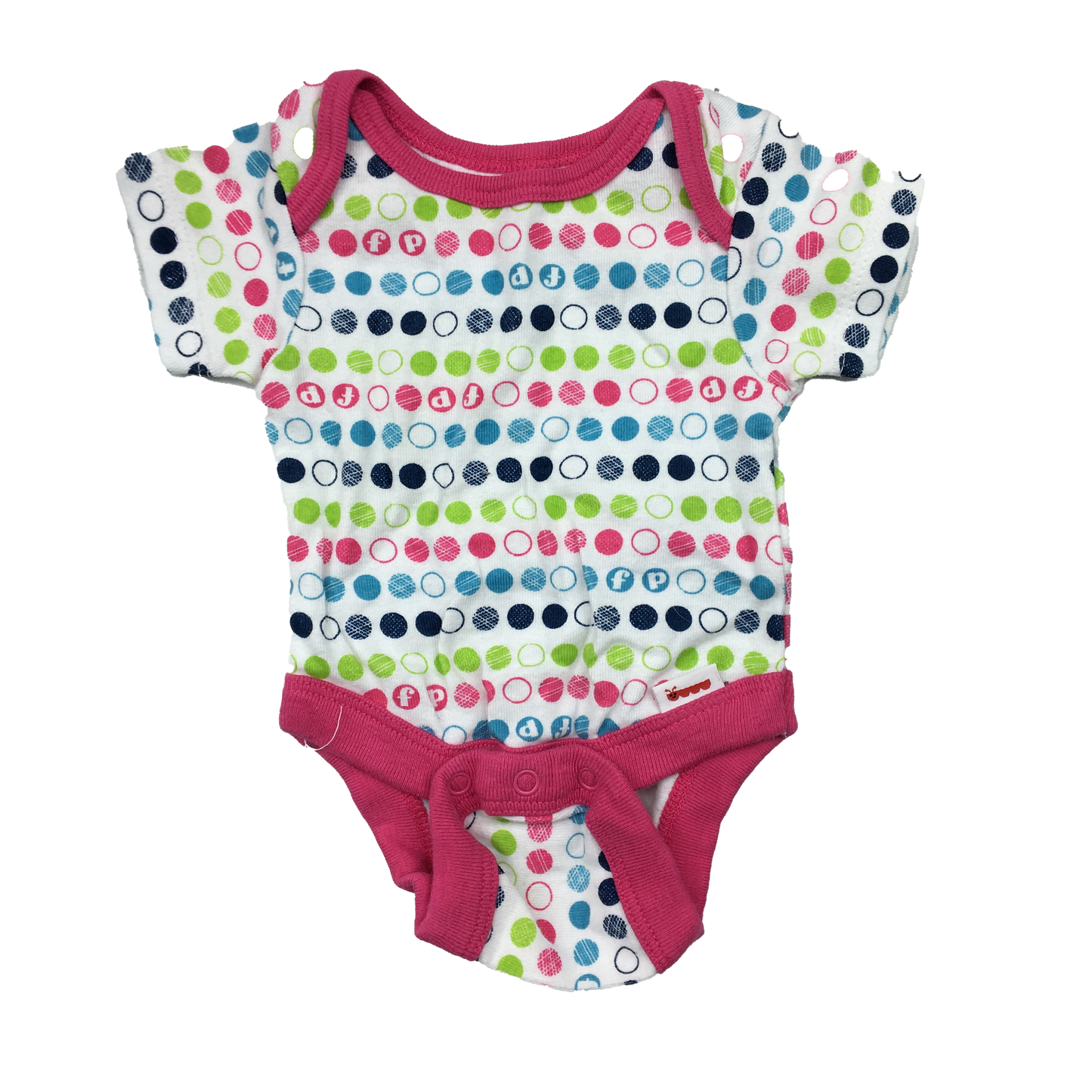 Fisher Price White with Pink Trim and Dots Onesie NB