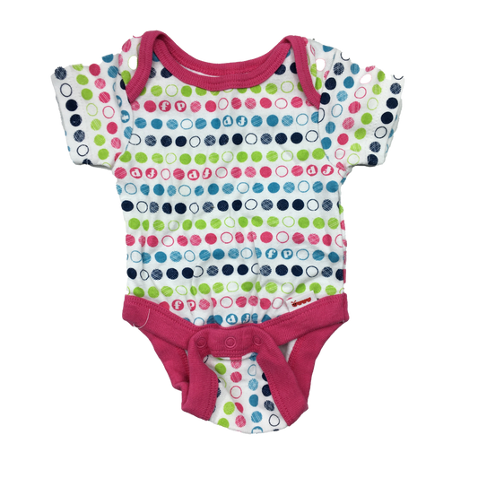 Fisher Price White with Pink Trim and Dots Onesie NB