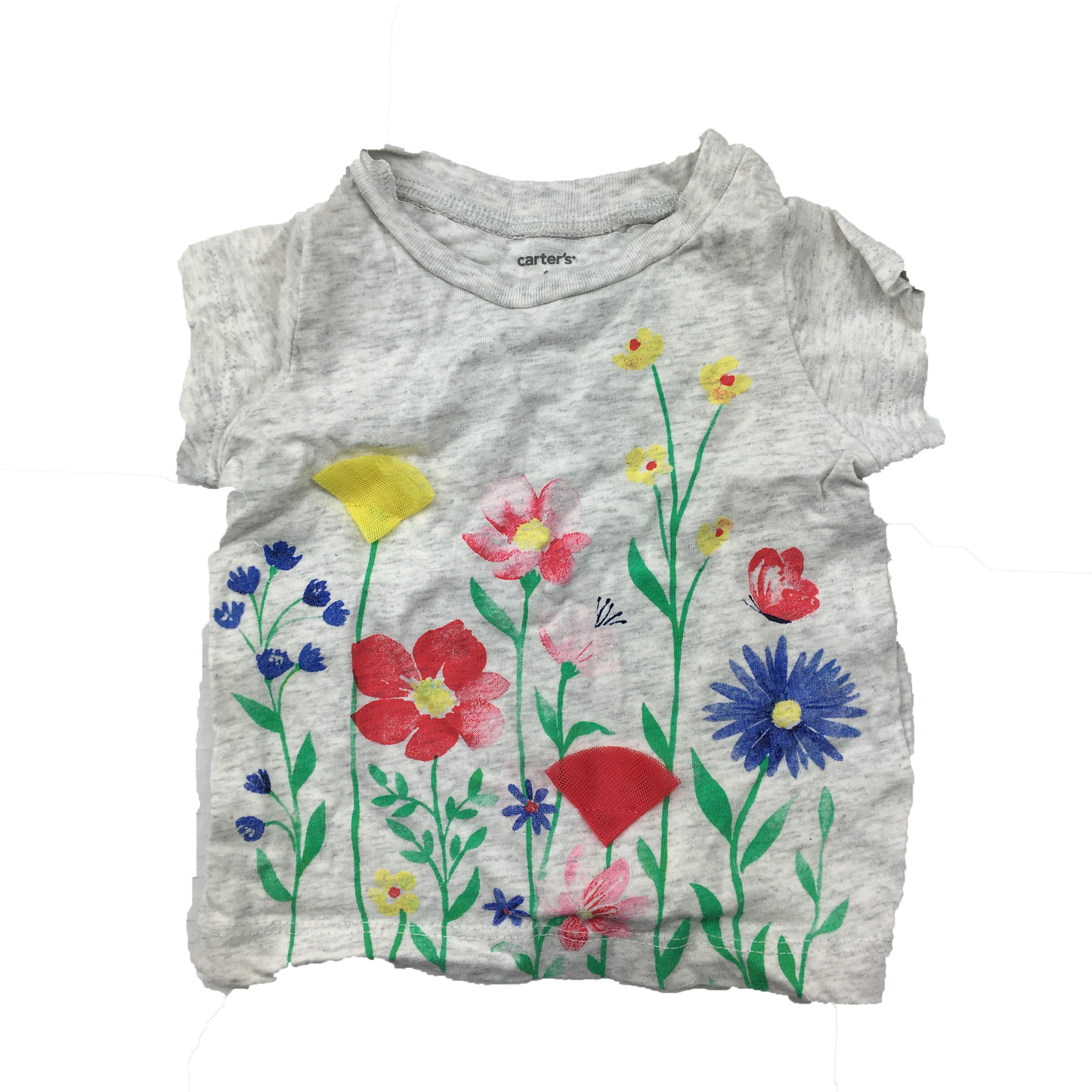 Carter's Grey T-Shirt with Flowers  & Butterfly 6M