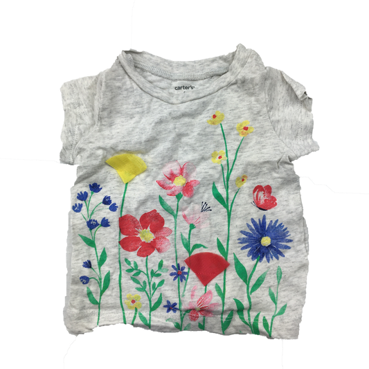 Carter's Grey T-Shirt with Flowers  & Butterfly 6M