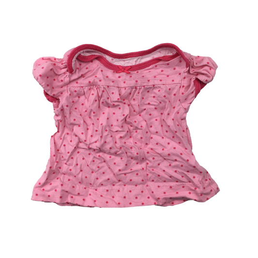 Made with Love Pink T-Shirt with Red Polka Dots 0-3M