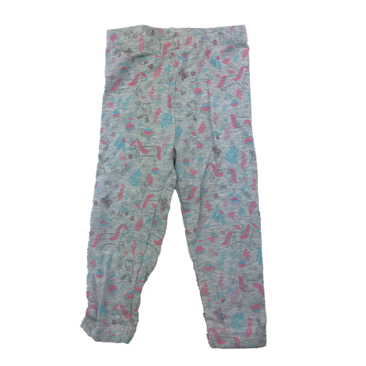 Pekkle Grey Leggins with Unicorns & Butterflies 24M