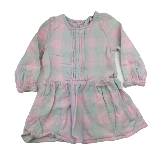 George Grey & Pink Check Dress 18-24M