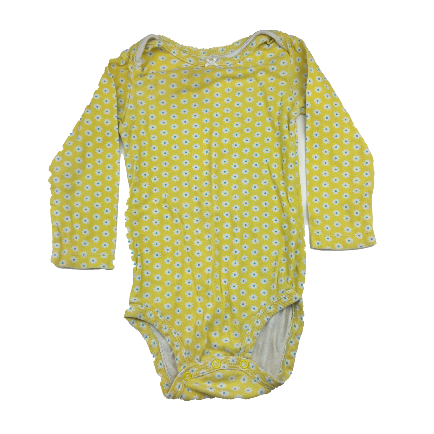 Carter's Yellow Long Sleeve Onesie with Daisy's 24M