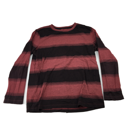 Old Navy Burgundy & Black Stripe Long Sleeve Shirt 10-12