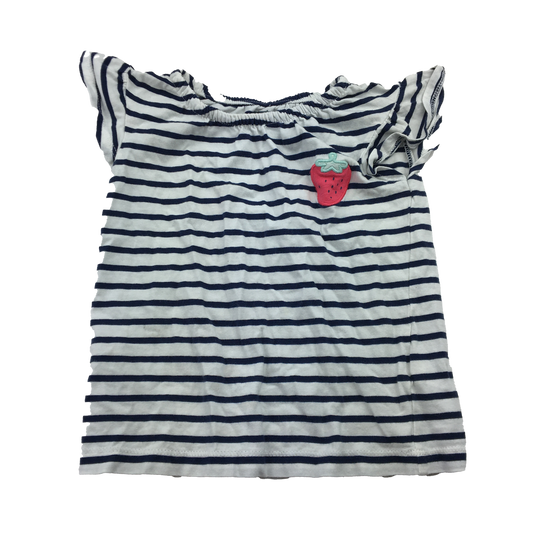 Carer's White & Nay Striped T-Shirt 4T