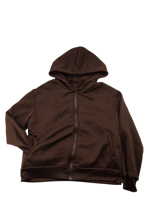 Shein Brown Hooded Zip-Up 6