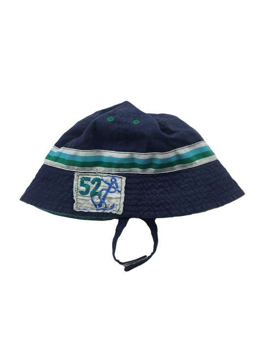 52 Anchor Blue Bucket Hat with Stripes 12-18M