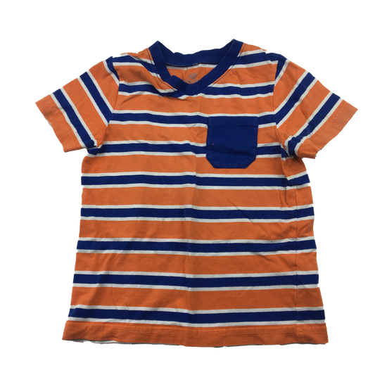 Okie Dokie Orange T-Shirt with Blue & White Stripes 3T