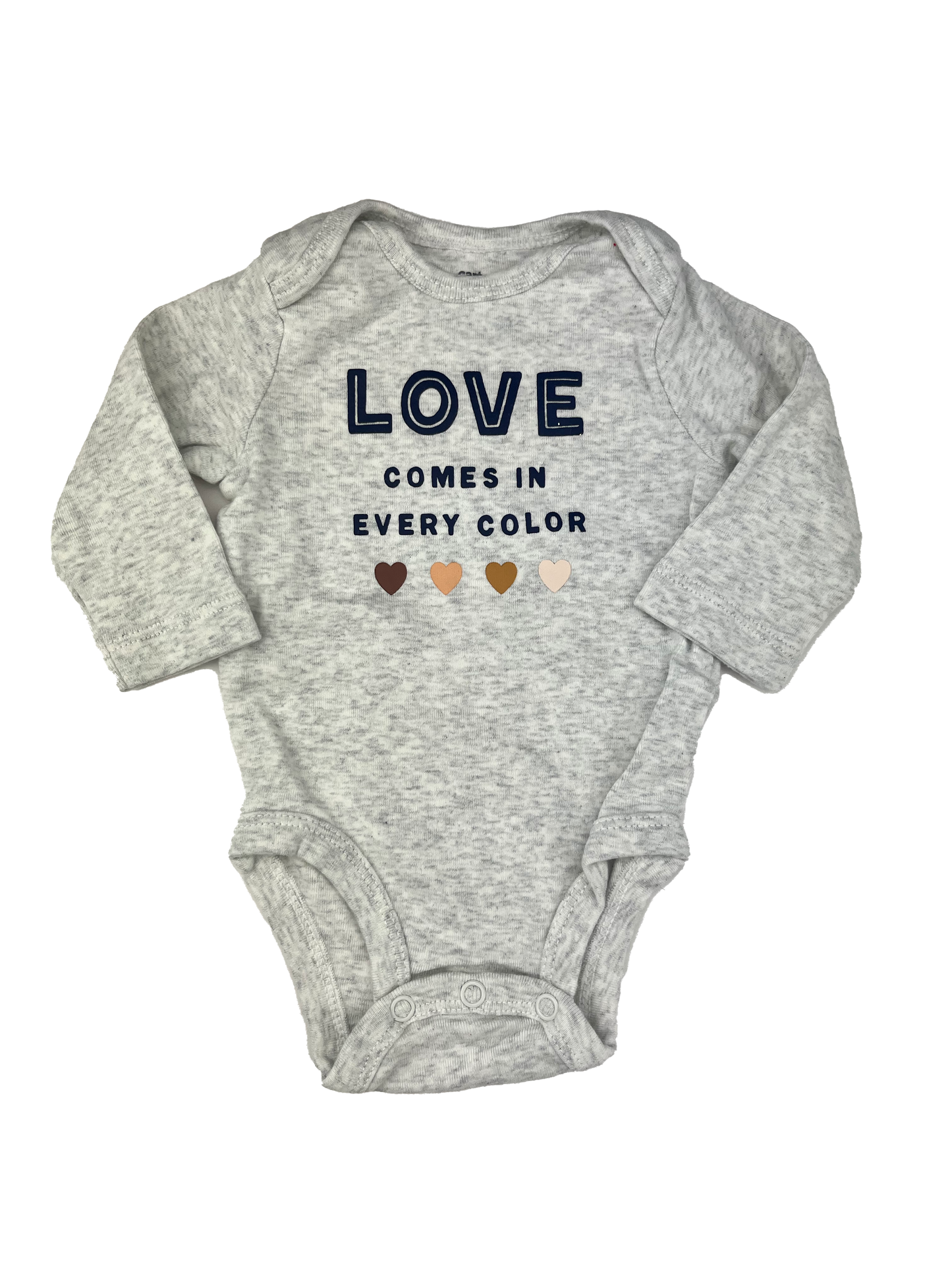 Carter's Grey Long Sleeve Onesie with "Love Comes In Every Colour" 3M