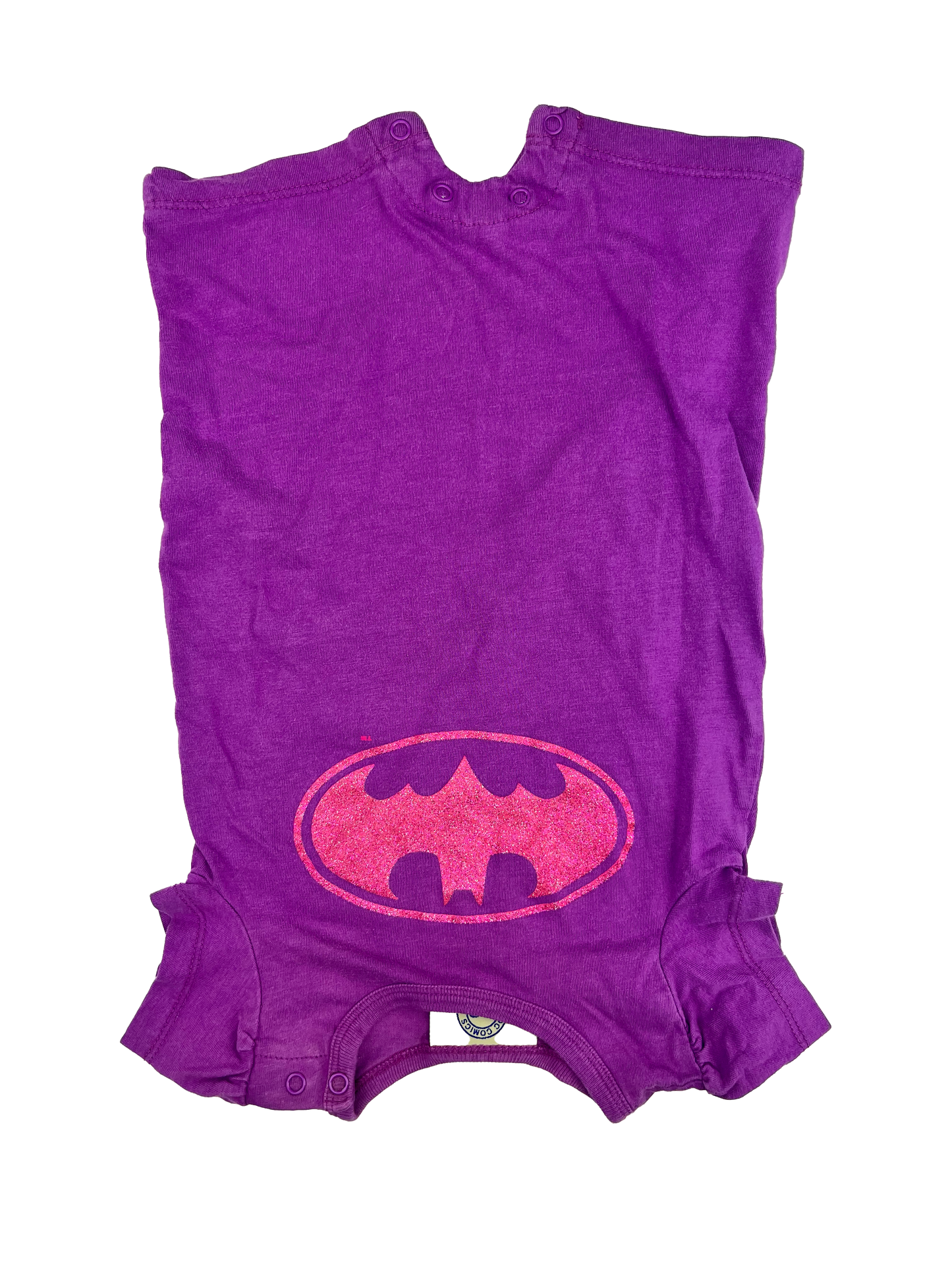 DC Comics Purple Romper with Batman Logo 3-6M