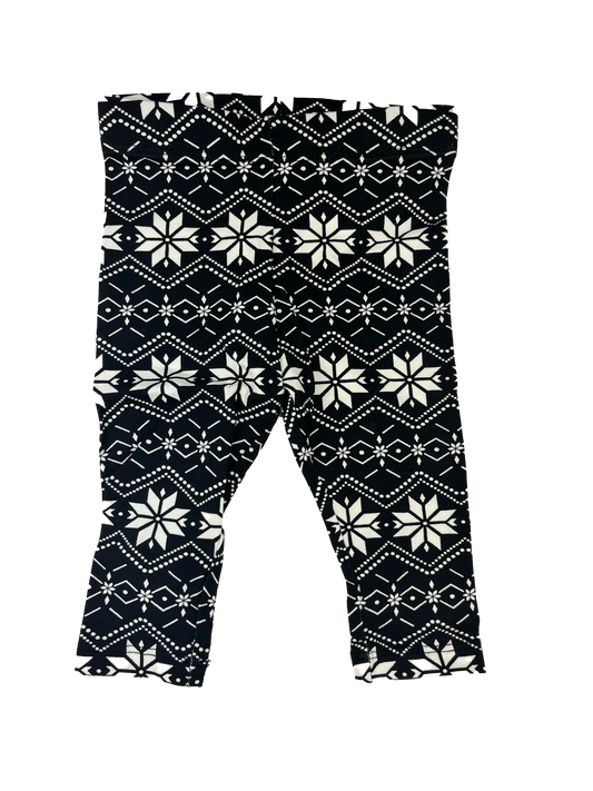 Joe Fresh Black Leggings with White Snowflakes 3-6M