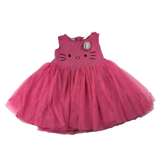 H&M Pink Dress with Cat Face & Tulle Skirt 2-3T