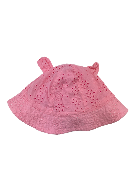 George Pink Eyelet Sun Hat with Ears 12-24M