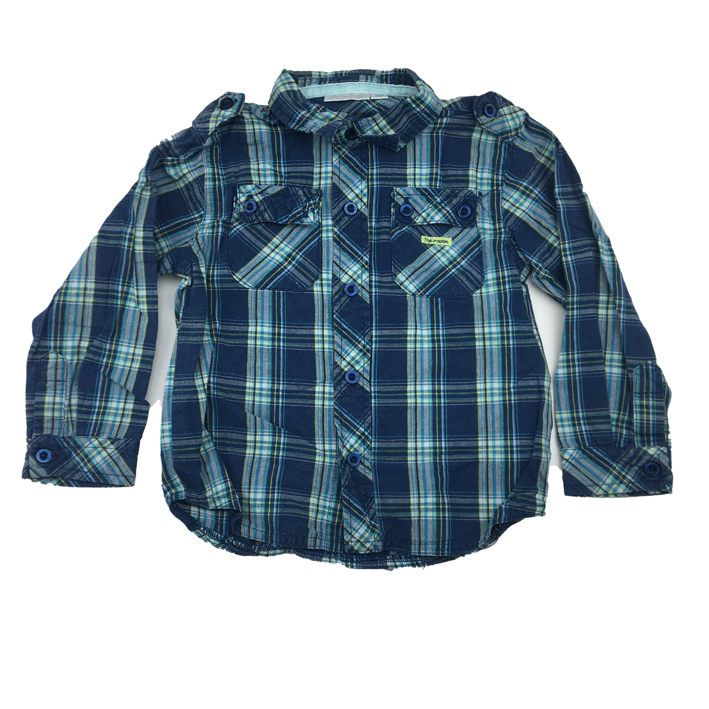 Trois Moutons Blue Plaid Button-Up shirt 24M