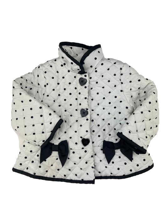 Little Me White with Black Polka Dots Car Coat 18M