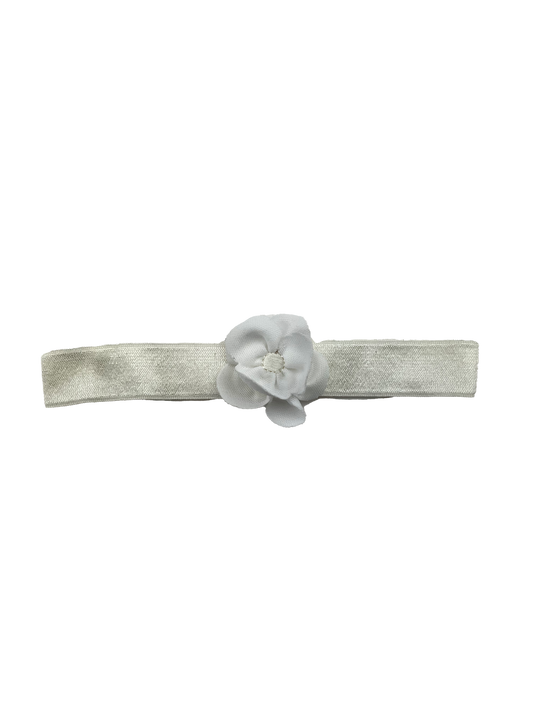 White Headband with Flower 0-6M