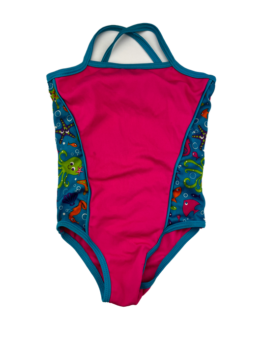 Pink Swimsuit with Blue Sides with Octopus 18-24M