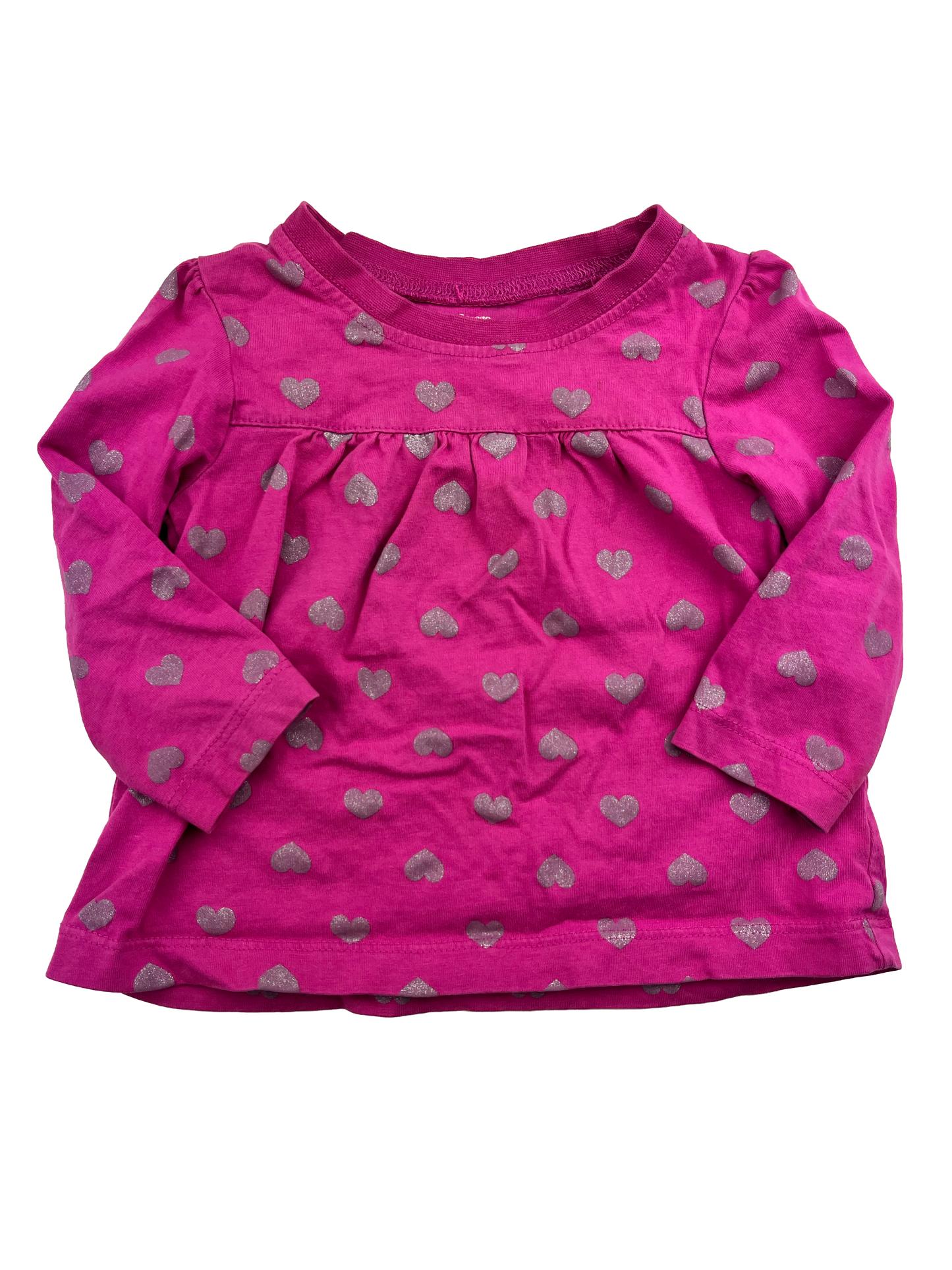 George Pink Long Sleeve Shirt with Shiny Hearts 12-18M