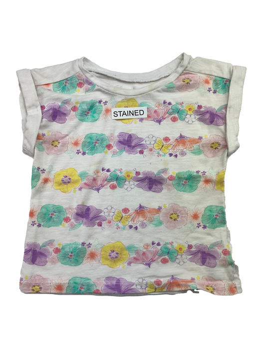 Cherokee White T-shirt with Flowers & Butterflies 18M