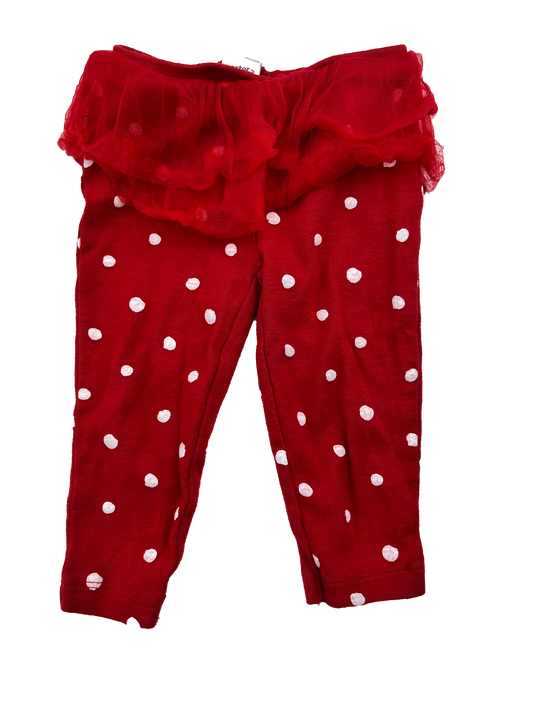 Carter's Red Polka Dot Leggins with Tulle Skirt 9M