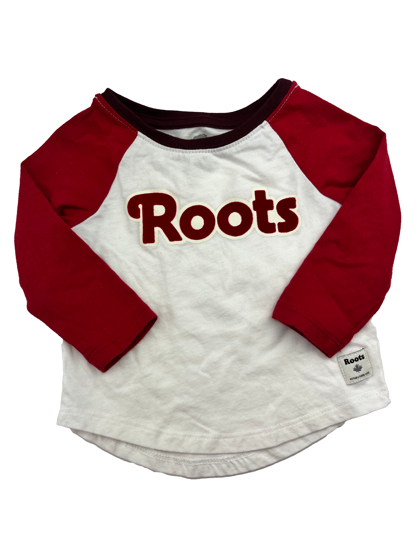 Baby Roots White Long Sleeve with Red Sleeves 3-6M