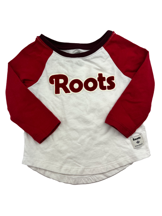 Baby Roots White Long Sleeve with Red Sleeves 3-6M