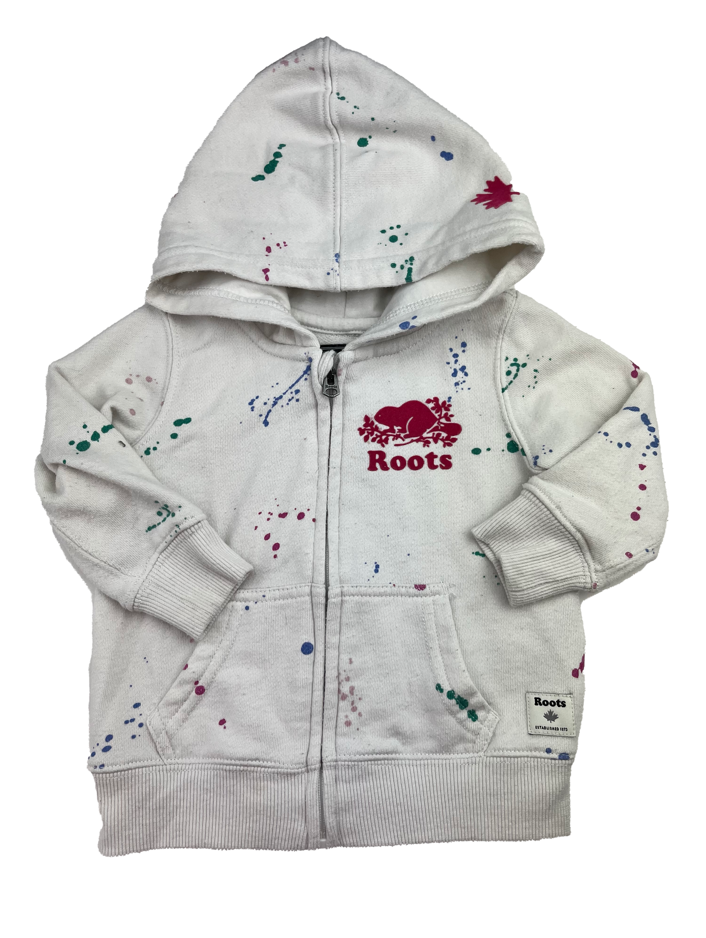 Baby Roots White Paint Spattered Hoodie 6-12M