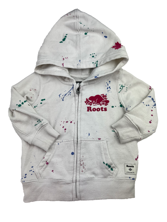 Baby Roots White Paint Spattered Hoodie 6-12M