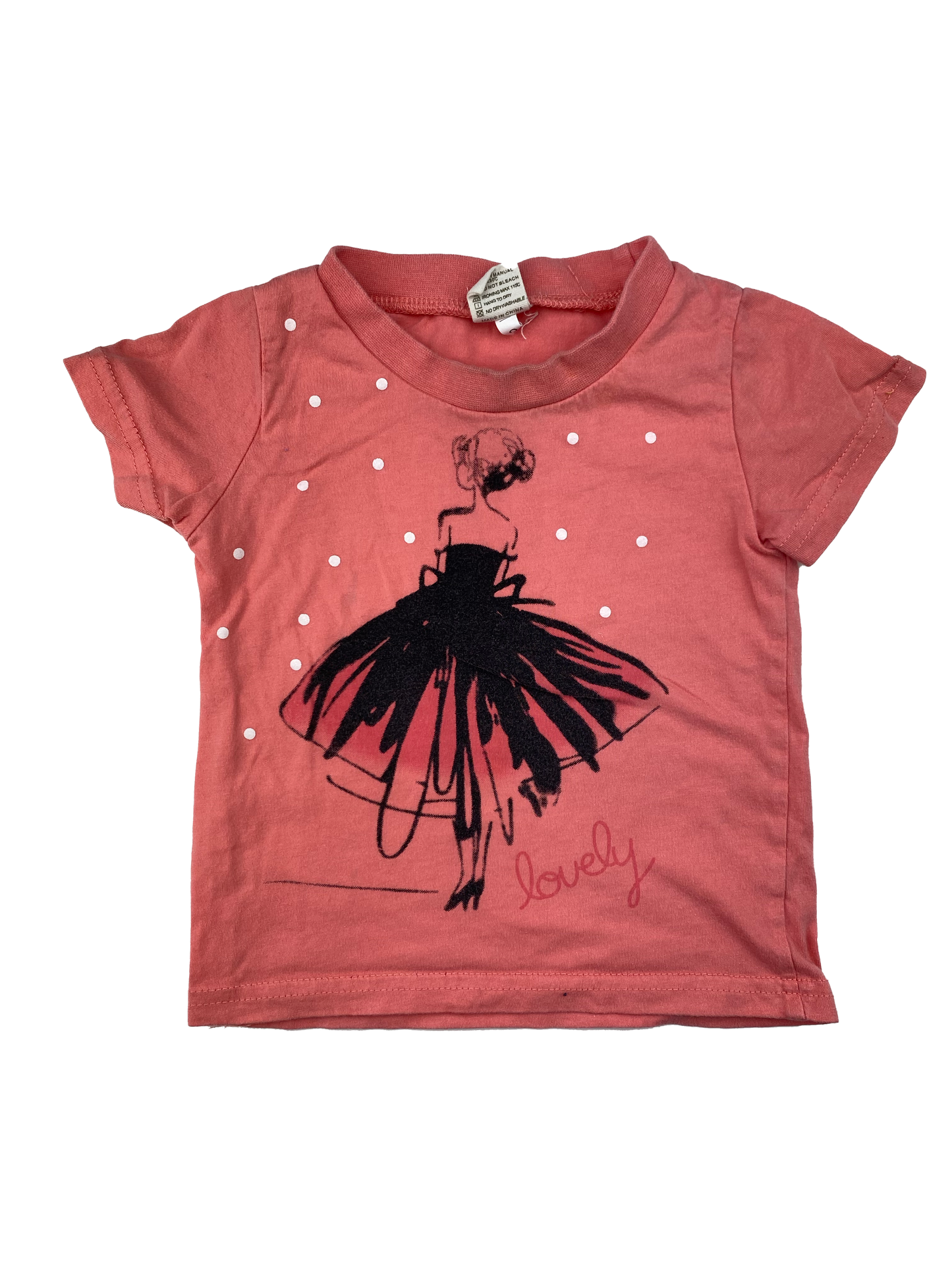 Kid Tales Pink T-Shirt with Girl In Dress &  "Lovely" 3T