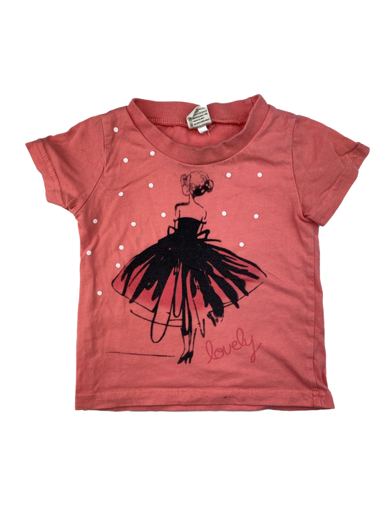 Kid Tales Pink T-Shirt with Girl In Dress &  "Lovely" 3T