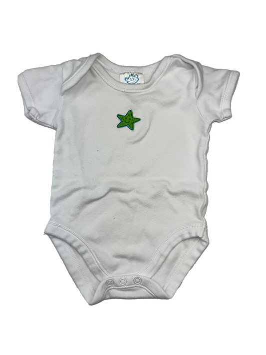 Little Me White Onesie with Green Star 3M