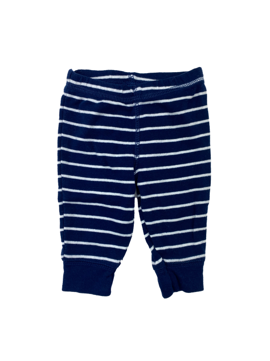 Carter's Navy & White Striped Pull-On Pants with Crab on Bum 3M