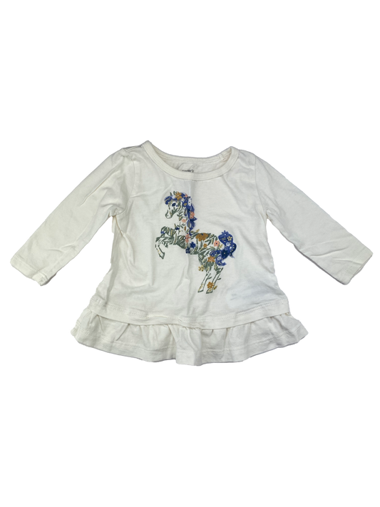 Carter's White Long Sleeve with Floral Horse 9M