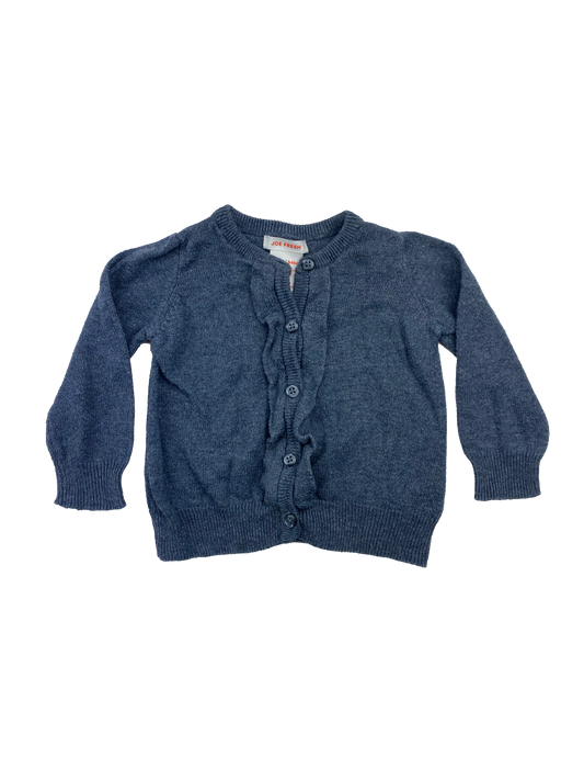 Joe Fresh Blue Cardigan with Frills 6-12M