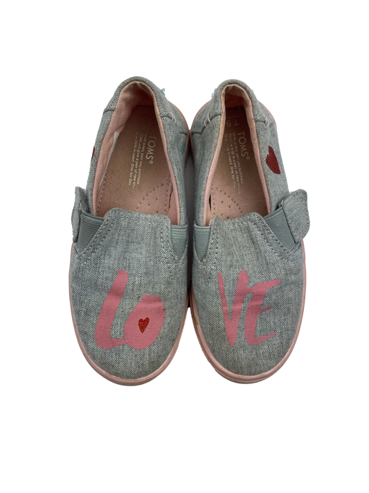 Toms Grey Shoes with "Love" 9