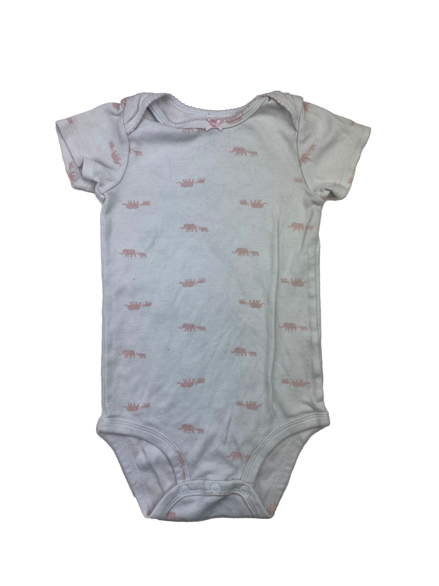 Carter's White Onesie with Pink Elephants 24M
